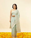 alt message - Mohey Women Marigold Yellow Floral Patterned Saree image number 0